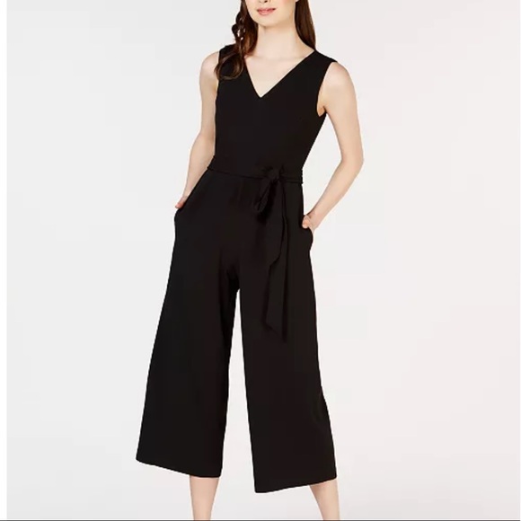 Calvin Klein Women's Textured Sleeveless Jumpsuit Black Size 8